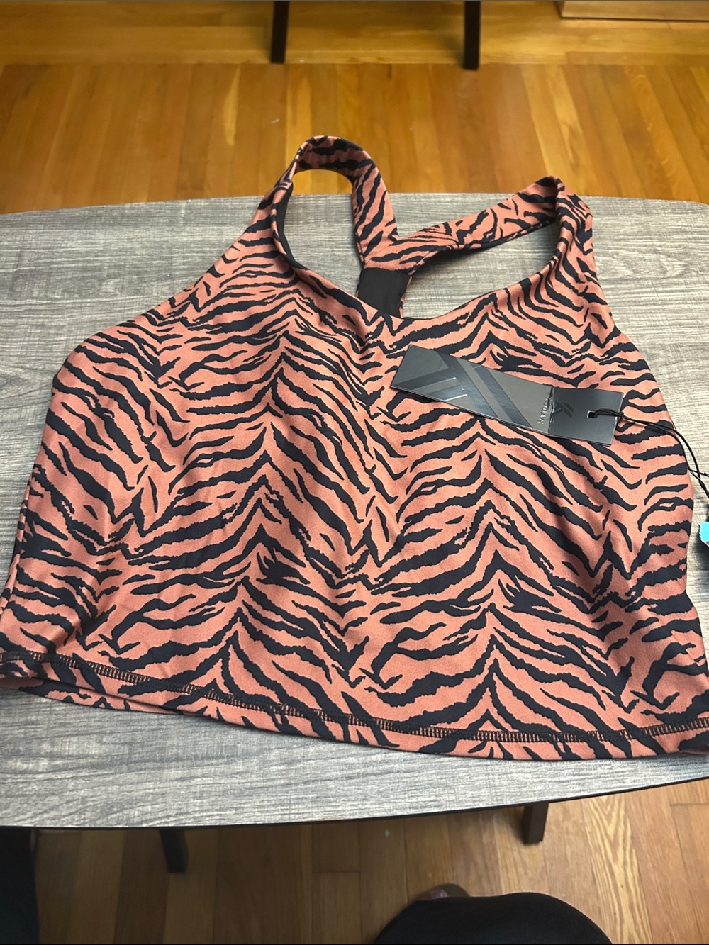 Kyodan Rust Animal-Print Racerback Tank with Black Stripes